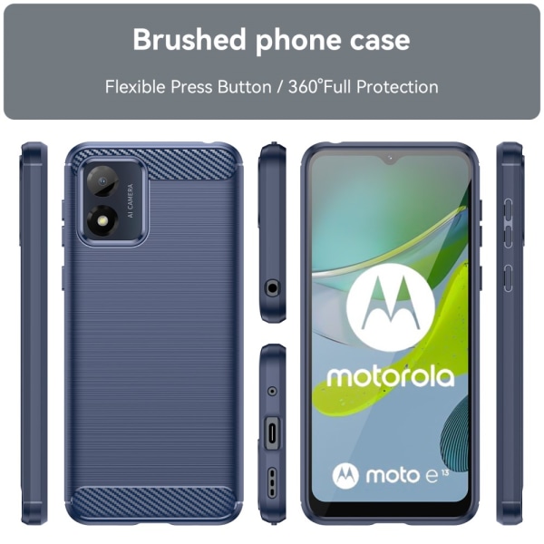 SKALO Motorola Moto E13 4G Armor Carbon Iskunkestävä TPU suojaku Blue