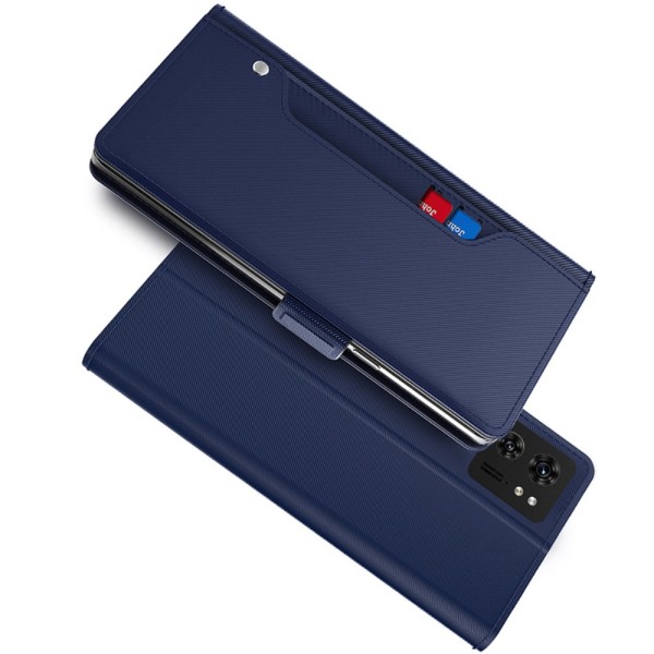 SKALO Motorola Edge 40 5G Korthållare Spegel Plånbok - Blå Blå