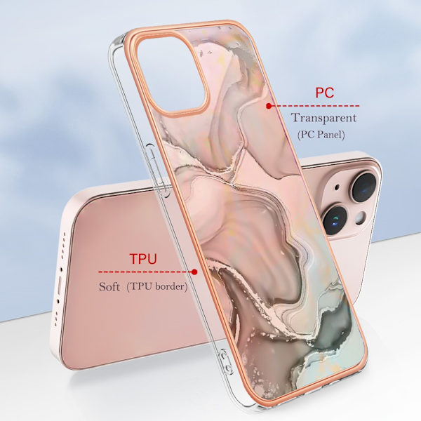 SKALO iPhone 15 Marmor TPU-skal - Motiv 2 multifärg