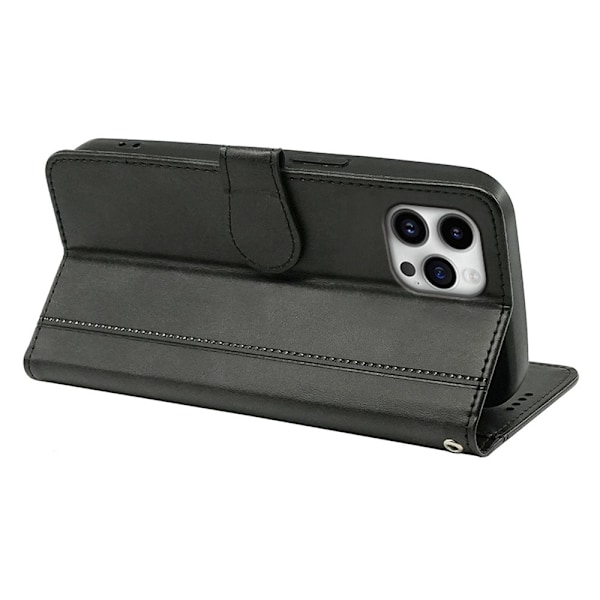 SKALO iPhone 16 Pro Max Flip Cover m. pung i PU-læder - Sort Black