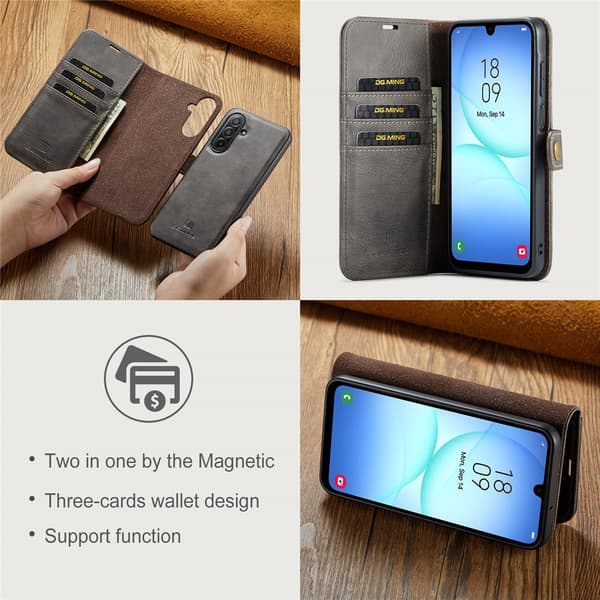 DG MING 2-i-1 Magnet Plånboksfodral för Samsung Galaxy A17 - Grå grå