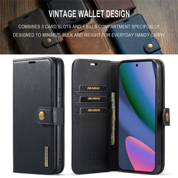 DG MING 2-i-1 Magnet Flip Cover til Google Pixel 11 Pro XL - Sort Black