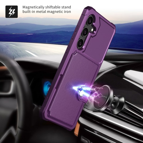 SKALO Samsung S24 Stødsikker cover med pung - Lilla Purple