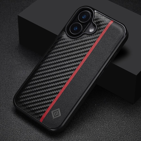 LC.IMEEKE iPhone 16 Carbon Fiber Skal Svart