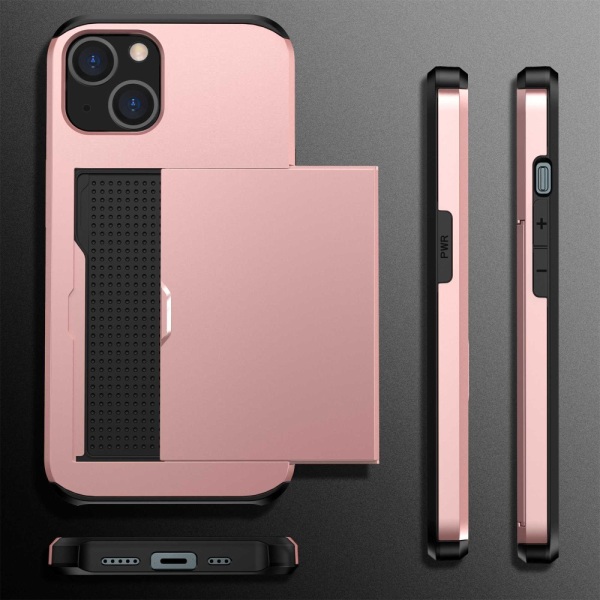 SKALO iPhone 14 Plus Armor Skal Korthållare - Roséguld Rosa guld