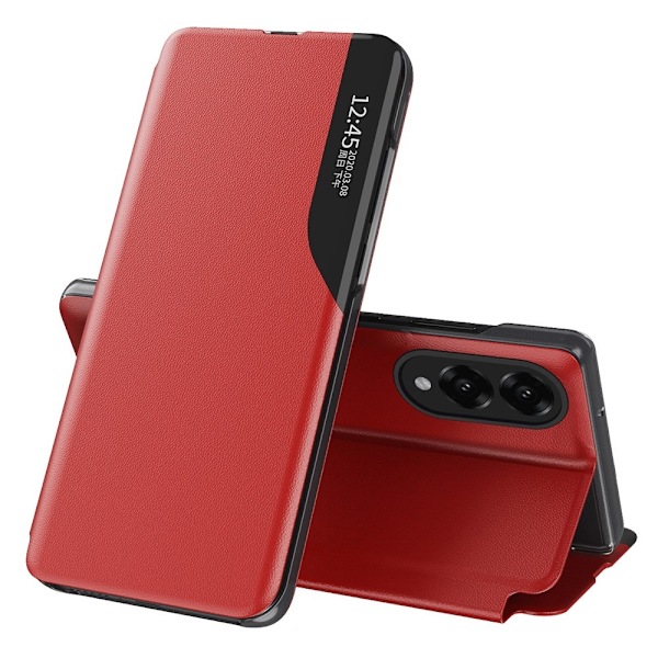 SKALO Samsung S25 Edge Clear View Window Kotelo - Punainen Red
