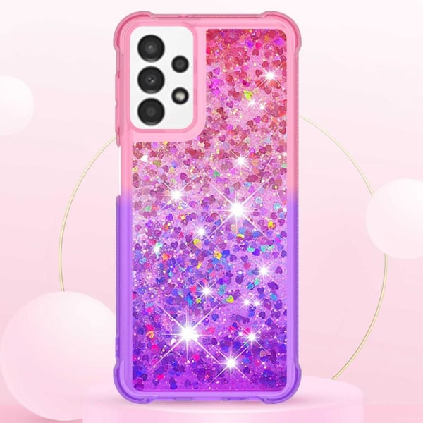 SKALO Samsung A13 4G Kvicksand Glitter Hjärtan TPU-skal - Rosa-Lila multifärg
