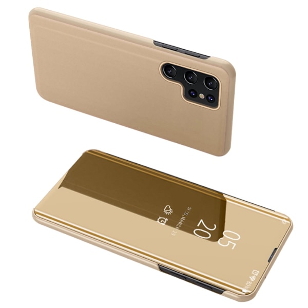 SKALO Samsung S24 Ultra Clear View Flip Cover - Guld Gold