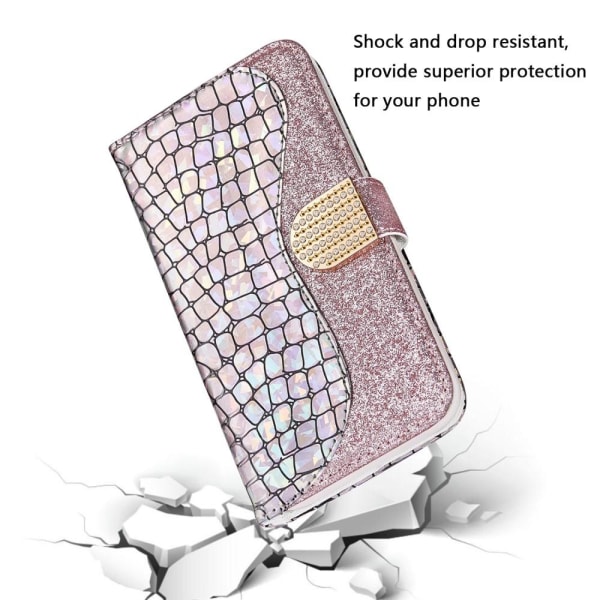 SKALO Samsung S22 Croco Glitter Wallet Case - Rose Gold Pink gold