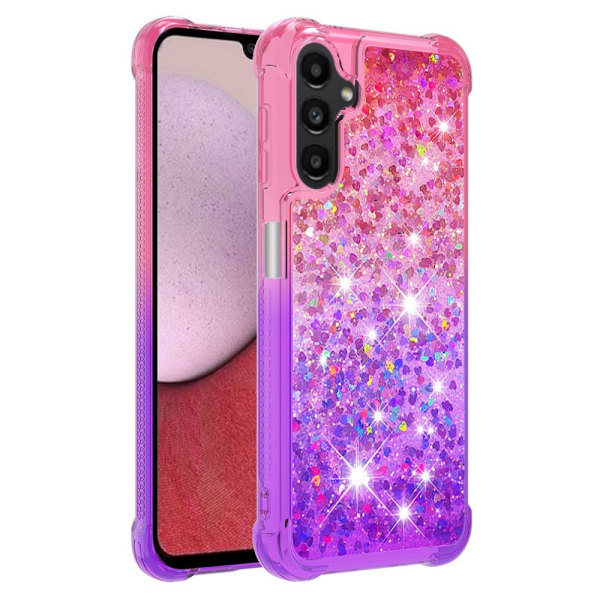SKALO Samsung A14 5G Kvicksand Glitter Hjärtan TPU-skal - Rosa-Lila multifärg