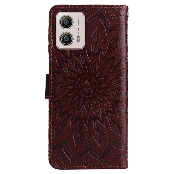 SKALO Motorola Moto G53 5G Mandala Plånboksfodral - Brun Brun