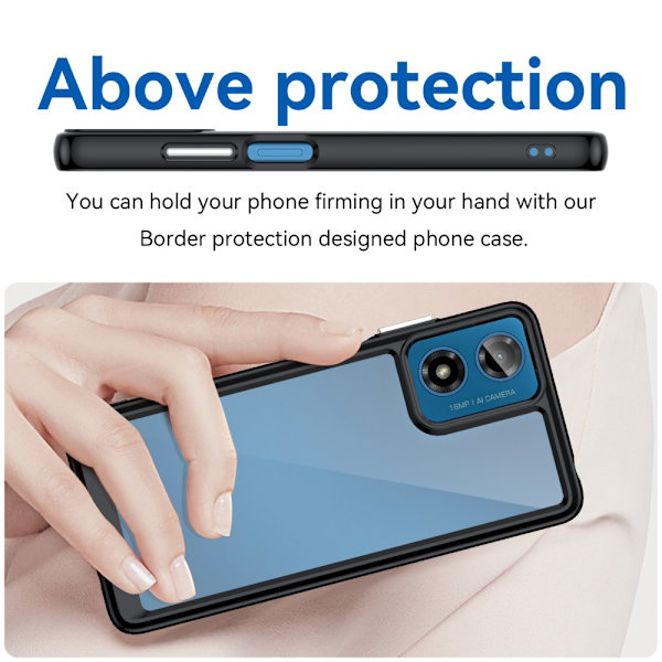 SKALO Motorola Moto G04 Iskunkestävä Clear Hybridi Suojakuori - Musta Black