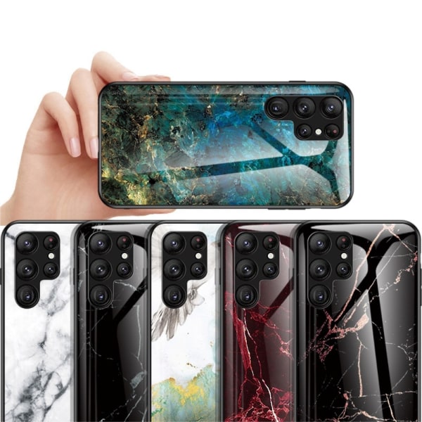 SKALO Samsung S23 Ultra Marmor hærdet glas TPU Cover - #3 Multicolor