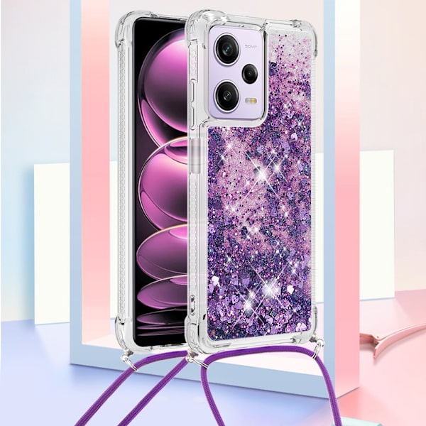 SKALO Xiaomi Redmi Note 12 Pro 5G Juoksuhiekka Glitter Mobile kaulapanta - Violetti Purple