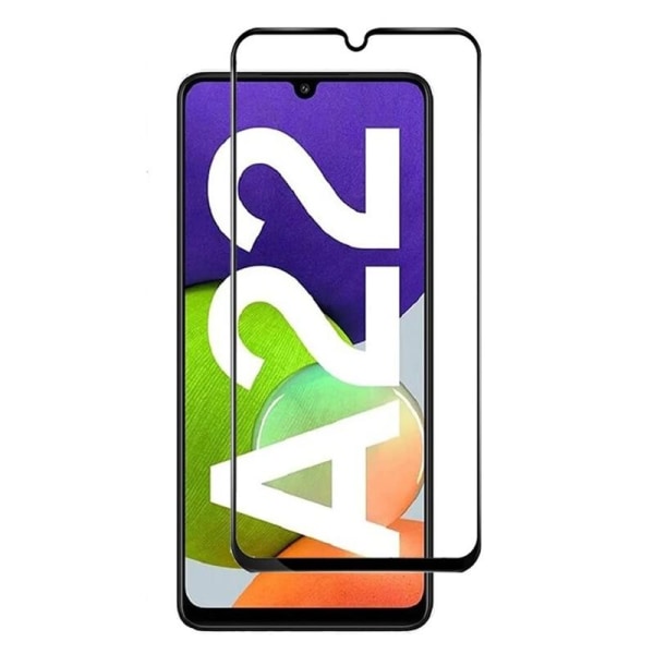 SKALO Samsung A22 4G Heltäckande Skärmskydd Härdat Glas - Svart Black
