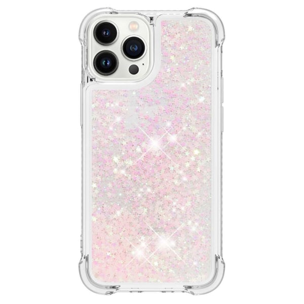 SKALO iPhone 15 Pro Kvicksand Glitter Hjerter TPU Cover - Pink Pink