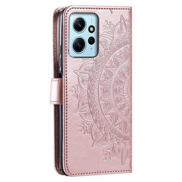 SKALO Xiaomi Redmi Note 12 4G Mandala lompakkokotelo - Ruusukulta Pink gold