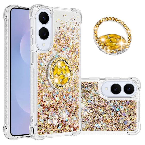 SKALO Samsung S25 Edge Kvicksand Glitter Ring Skal - Guld Guld