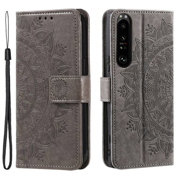 SKALO Sony Xperia 1 V Mandala lompakkokotelo - Harmaa Grey