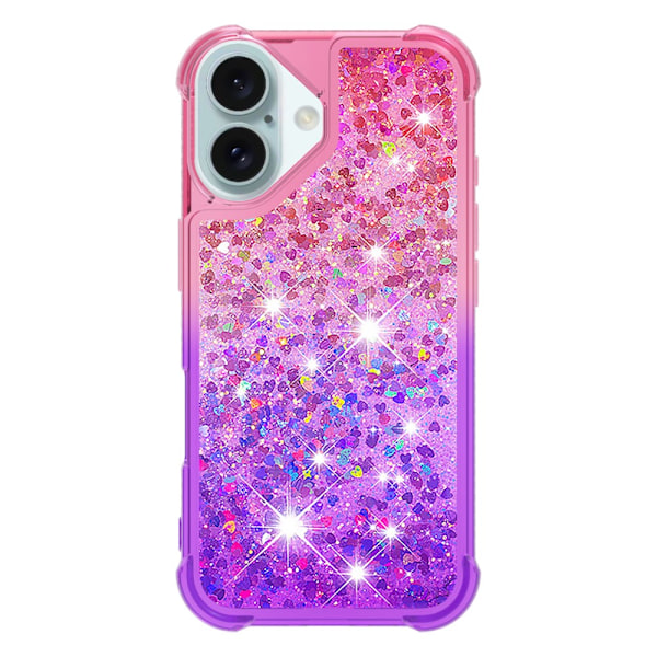 SKALO iPhone 16 Kvicksand Glitter Hjärtan TPU-skal - Rosa-Lila multifärg