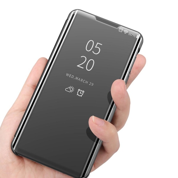 SKALO Samsung S21 FE Clear View Spegel fodral - Mörklila Mörklila