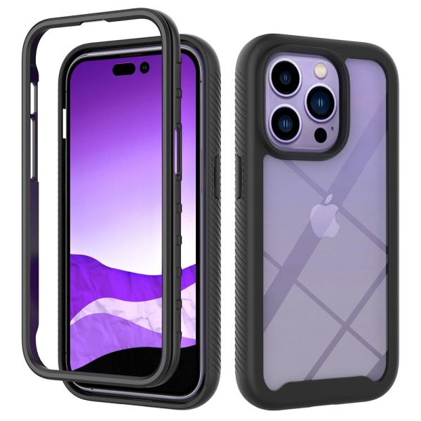 SKALO iPhone 14 Pro Iskunkestävä Clear Hybridi Suojakuori - Musta Black