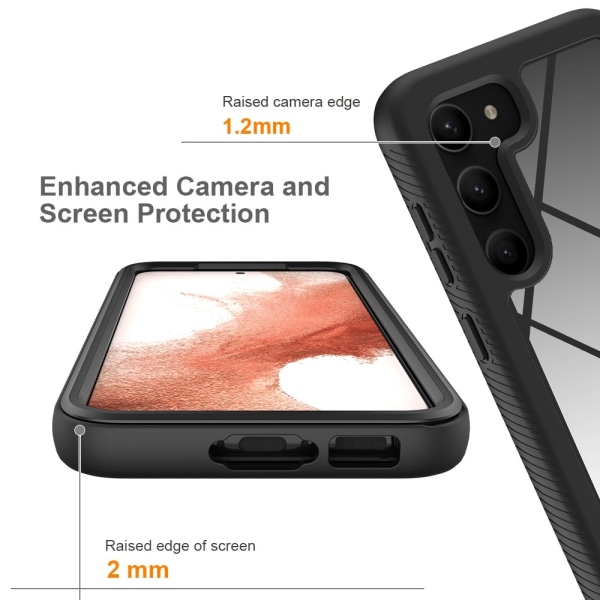 SKALO Samsung S23 Plus Iskunkestävä Clear Hybridi Suojakuori - Musta Black