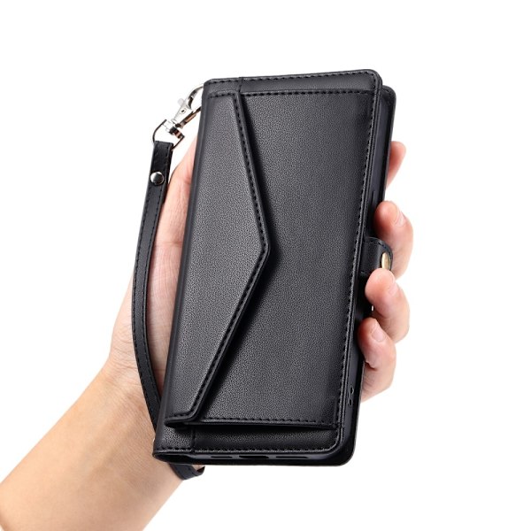 SKALO iPhone 16e PU-Læder Kuvert Flip Cover - Sort Black