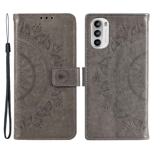 SKALO Motorola Moto G52 Mandala Flip Cover - Grå Grey