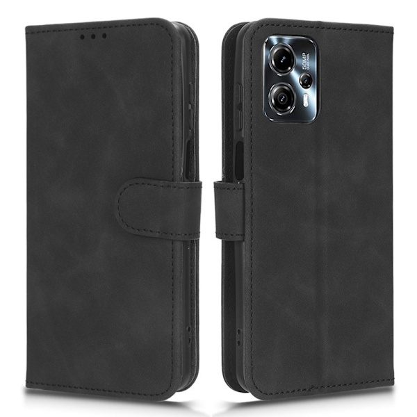 SKALO Motorola Moto G23 4G Matt PU-læderpungetui - Sort Black