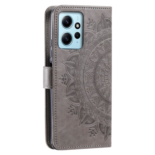 SKALO Xiaomi Redmi Note 12 4G Mandala lompakkokotelo - Harmaa Grey