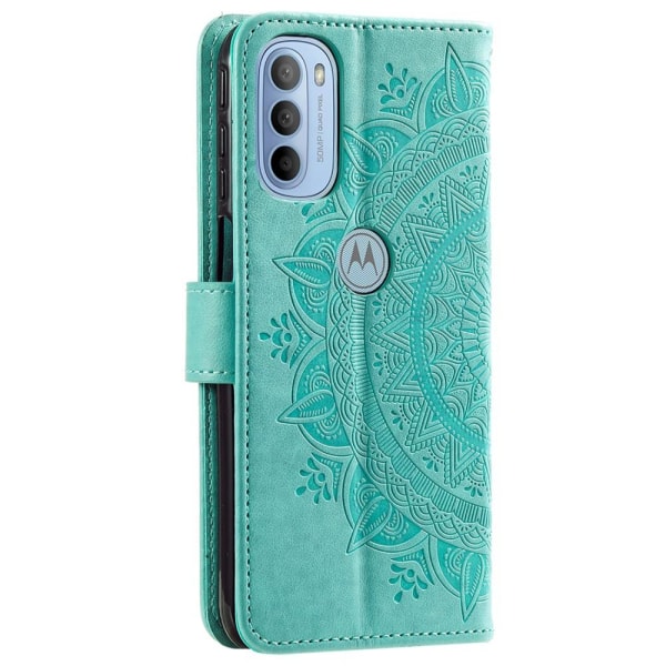 SKALO Moto G31 / G41 Mandala Plånboksfodral - Turkos Turquoise