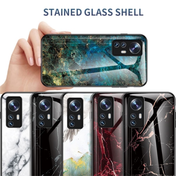 SKALO Xiaomi 12 Marmor Härdat Glas TPU-skal - Motiv 2 multifärg