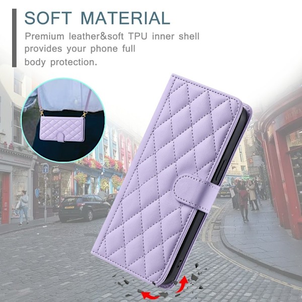 SKALO Samsung S25 Edge Tikattu Olkahihna Lompakkokotelo - Violetti Purple