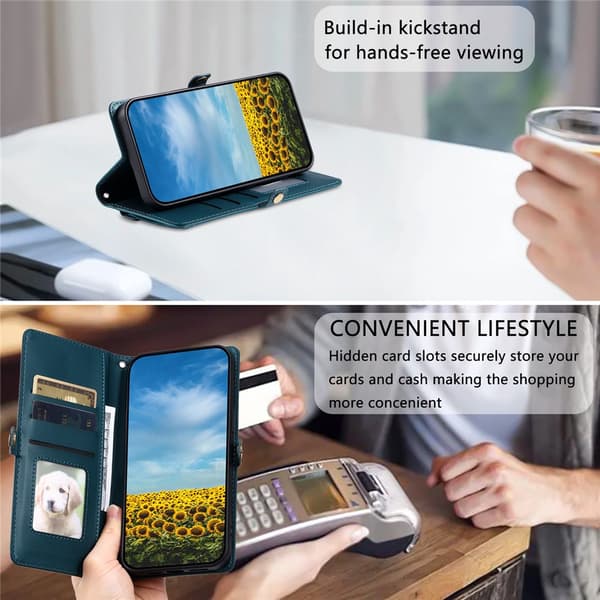 SKALO PU-Läder Envelope Plånboksfodral för Google Pixel 11 - Grön Grön