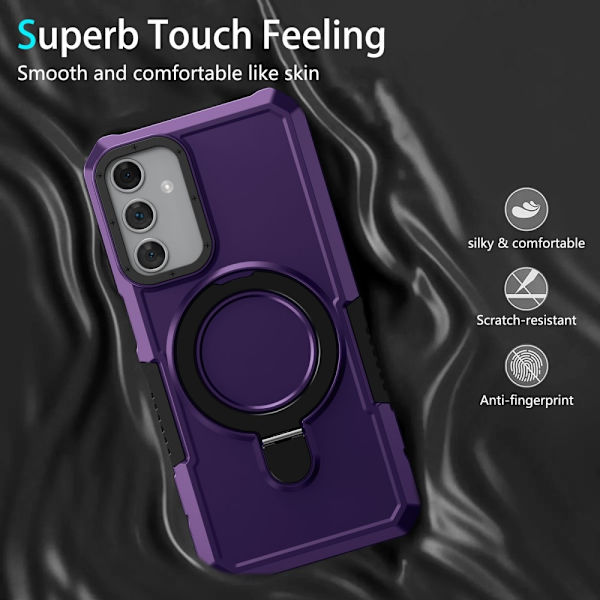 SKALO Samsung A15 5G Armor Hybridi metallirengas kuori - Tumman violetti Dark purple