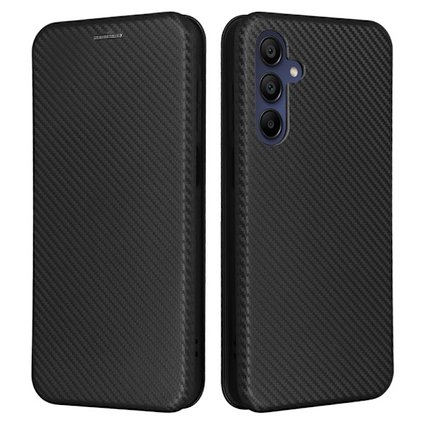 SKALO Samsung A16 Carbon Fiber Lompakkokotelo - Musta Black