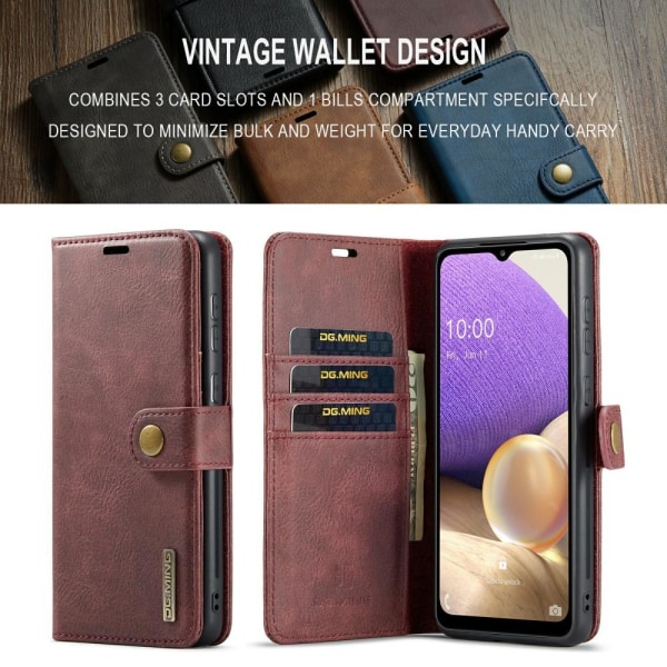 DG MING Samsung A33 5G 2-in-1 magneetti lompakkokotelo - Punainen Red