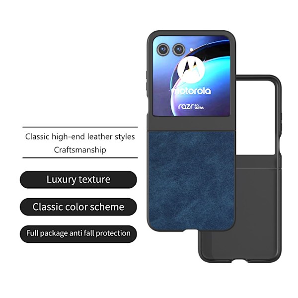 SKALO Motorola Razr 50 5G ABEEL PU læder Fold Cover - Blå Blue