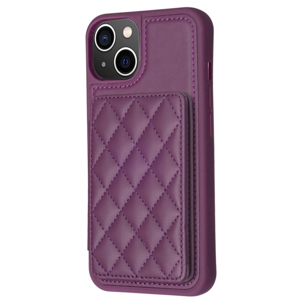 SKALO iPhone 15 Quiltet Cover med Pung - Mørk lilla Dark purple