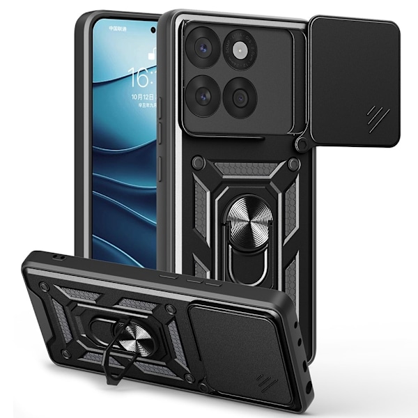 SKALO Motorola Edge 60 Armor Metallinen rengas -kamerasuojus Suojakuori - Musta Black