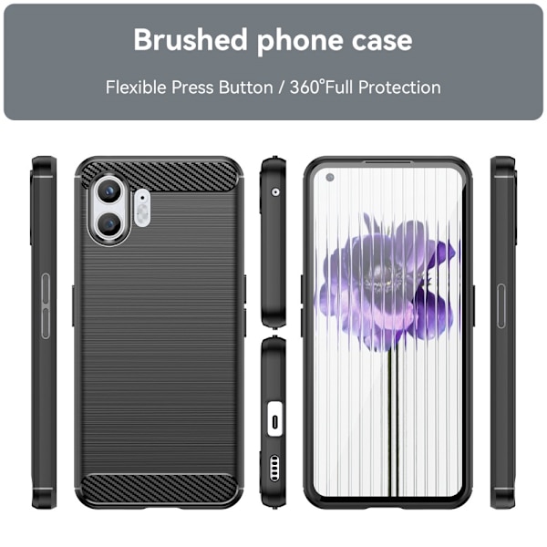 SKALO Nothing Phone (2) Armor Carbon Iskunkestävä TPU suojakuori - Valitse väri Black
