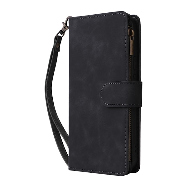 SKALO Google Pixel 9a Zipper PU-læder Flip Cover - Sort Black