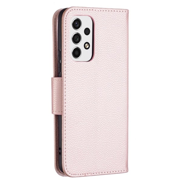 SKALO Samsung A53 5G Premium Litchi Flip Cover - Rosa guld Pink gold