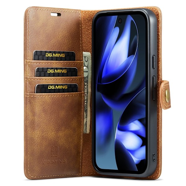 DG MING Google Pixel 9a 2-in-1 Magneetti Lompakkokotelo - Ruskea Brown