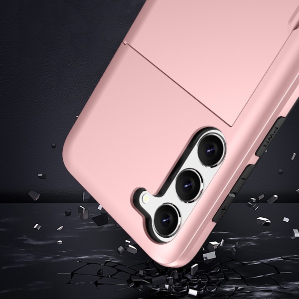 SKALO Samsung S23 Plus Armor Suojakuori korttikotelo - Ruusukult Pink gold