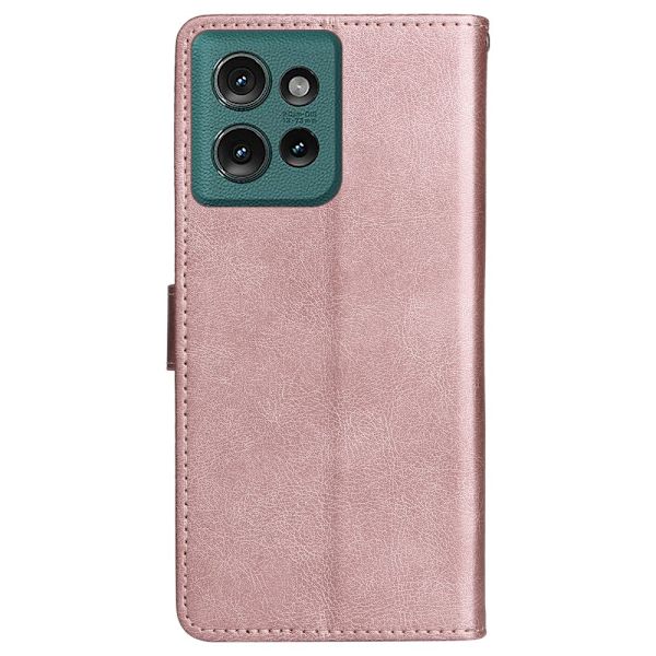 SKALO Motorola Edge 50 5G PU-læder Pungetui - Vælg farve Pink gold