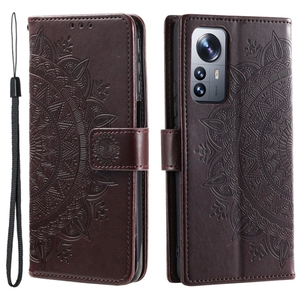 SKALO Xiaomi 12 Pro Mandala Flip Cover - Brun Brown