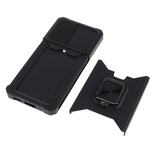 SKALO Samsung A53 5G Armor Card Holder Camera Slider Suojakuori - Musta Black
