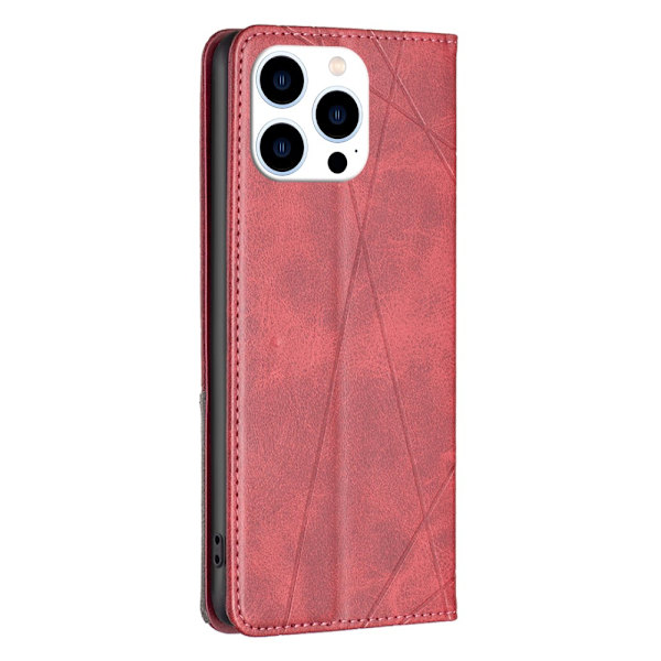 iPhone 15 Pro BINFEN COLOR Embossed Plånboksfodral - Röd Röd